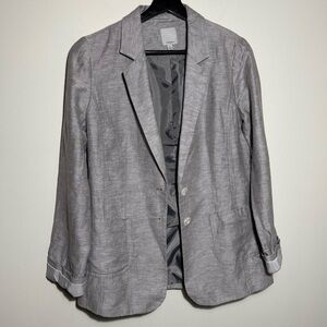 Halogen grey Cotton Linen Blazer Jacket Size Medium